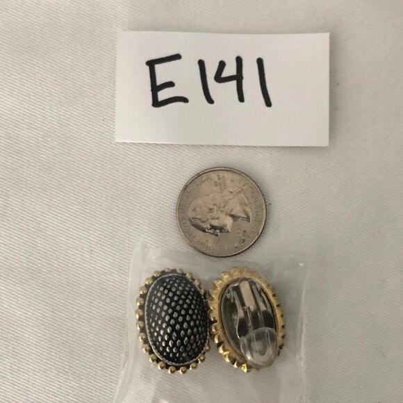 Textured Oval Clip On Earrings Silver & Gold - Picture 4 of 7